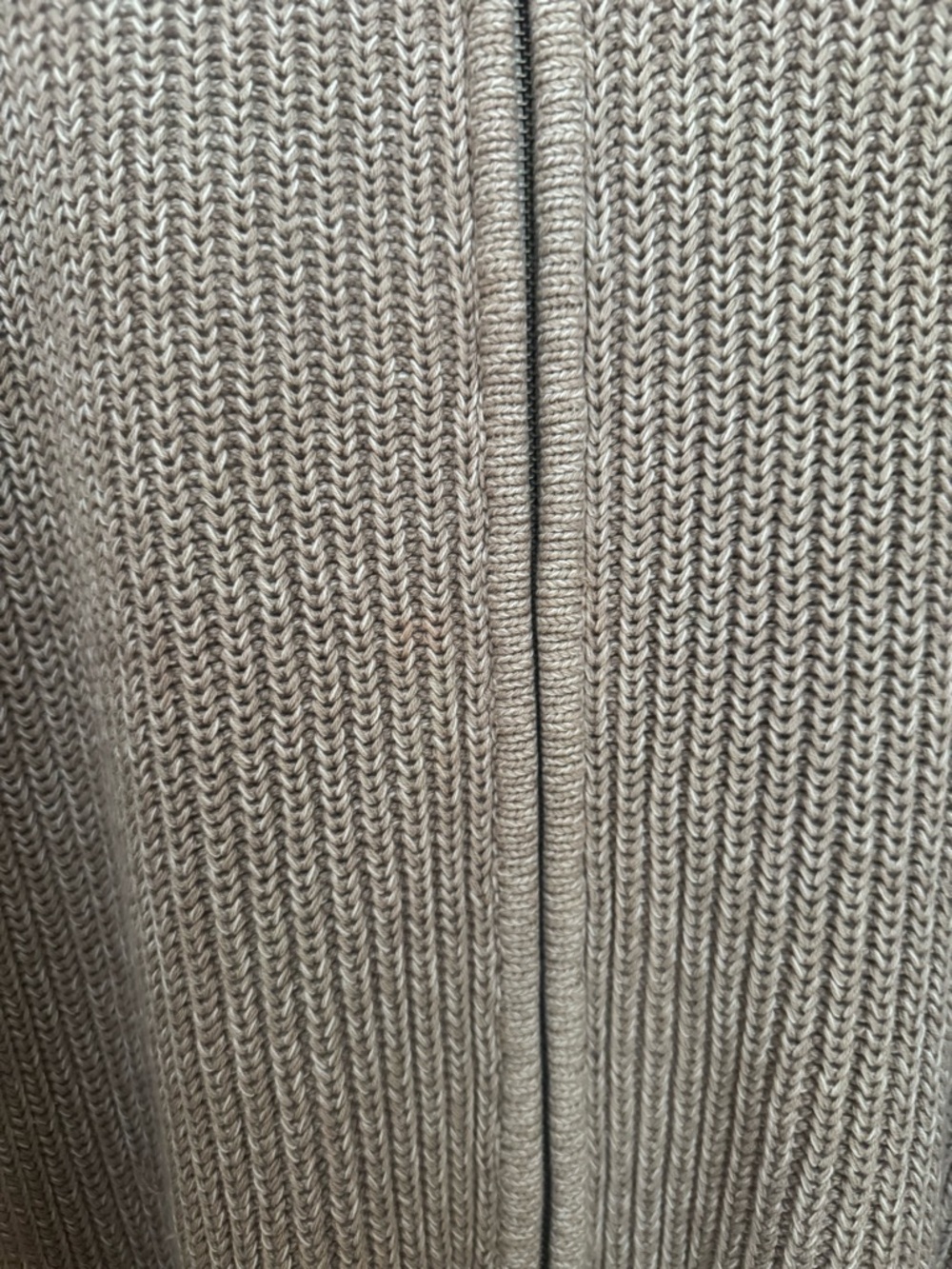 Vintage L.L.Bean Full Zip Ribbed Knit Sweater Tan Men’s Large Mock Neck Cotton - Picture 5 of 6